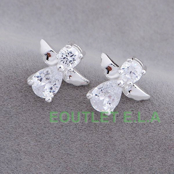 CUTE CZ ANGEL SILVER STUD EARRINGS